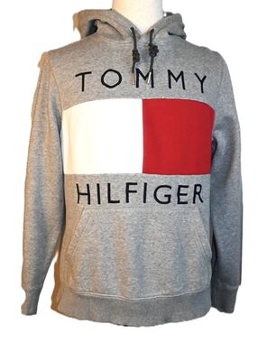Tommy Hilfiger Men's Hoodie Size M, Loggo Embroidered Pullover Grat Sweatshirt